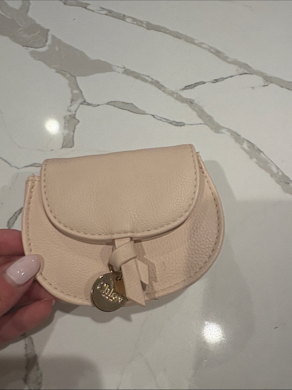 Chloé Pebbled Leather Coin Pouch in Pale Pink with Knot Detail